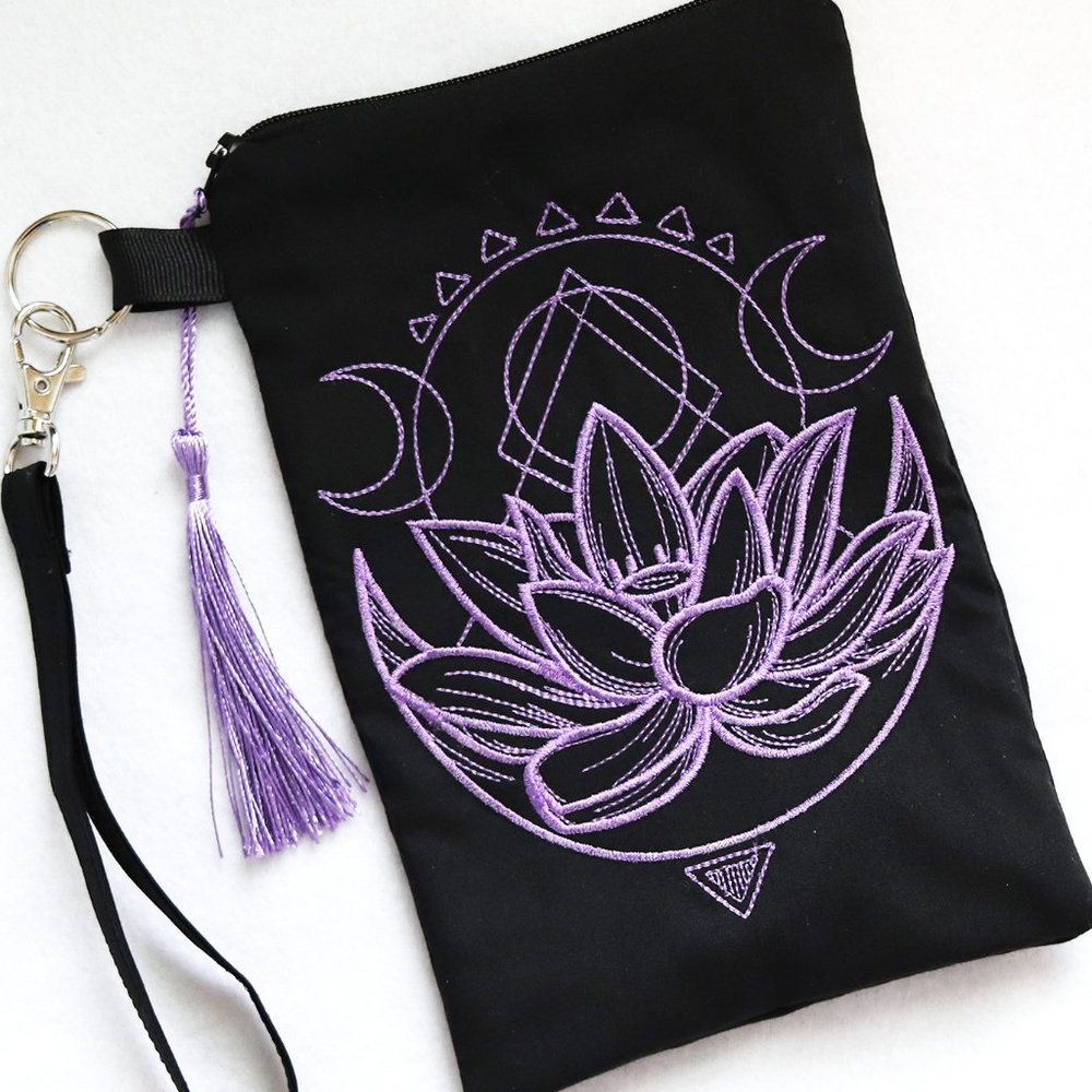 Lotus Moon Phases Wristlet Purse